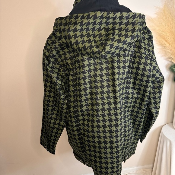 Adidas x Ivy Park Twill Heavyweight Jacket Green & Black Houndstooth Sz S NWT - Picture 4 of 17
